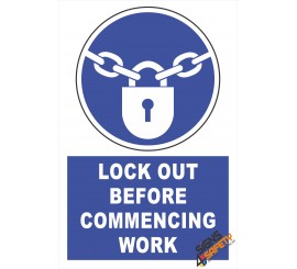 (EM5) Mandatory Lock Out Before Commencing Work Electrical Sign