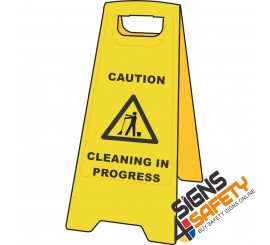 (A-F2) Caution Cleaning In Progress - Floor Stand