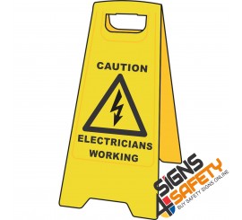 (A-F6) Caution Electricians Working - Floor Stand