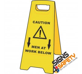 (A-F12) Caution Men At Work Below - Floor Stand