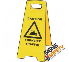 (A-F14) Caution Forklift Traffic - Floor Stand