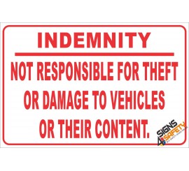 (NR22) Vehicle Indemnity Sign