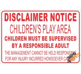 (NR24) Children's Play Area Disclaimer Sign