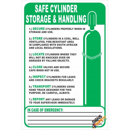 (G35) Safe Cylinder Storage & Handling Safety Sign