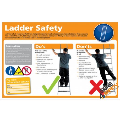 (LS2) Ladder Safety Rules Sign / Ladder do's and don'ts Sign