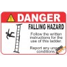 (LS3) Danger Falling Hazard Ladder Safety Sign
