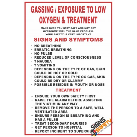 (FA3) Gassing / Exposure To Low Oxygen & Treatment First Aid Sign