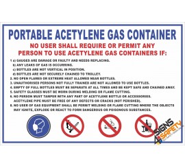 (FM4) Portable Acetylene Gas Safety Rules Sign