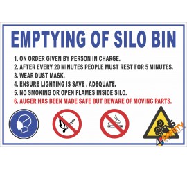 (FM7) Emptying Of Silo Bin Safety Rules Sign