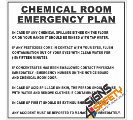 (FM13) Chemical Room Emergency Plan Sign