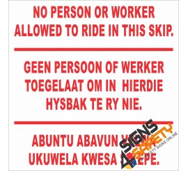 (FM37) No Person Allowed To Ride In Skip Sign