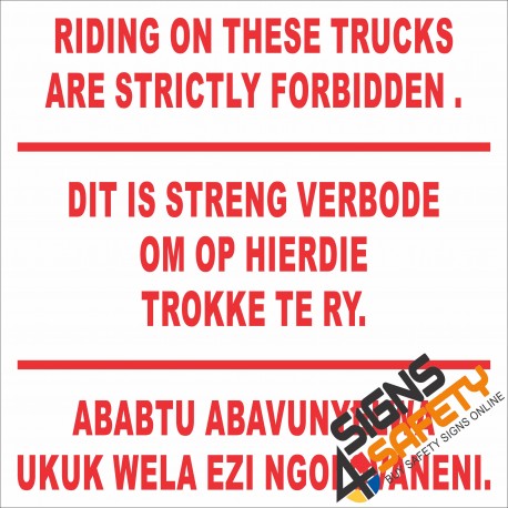 (FM39) Riding On These Trucks Forbidden Sign