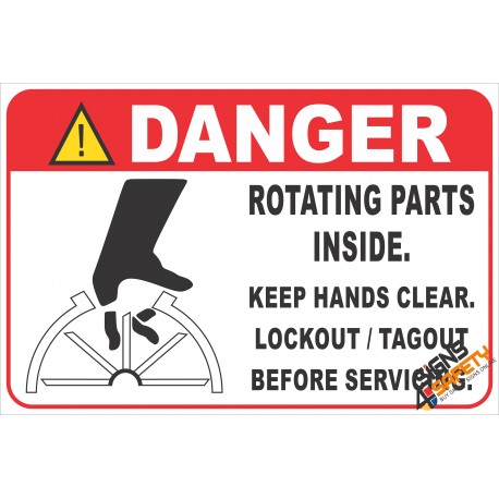 (FM50) Danger / Rotating Parts Safety Sign